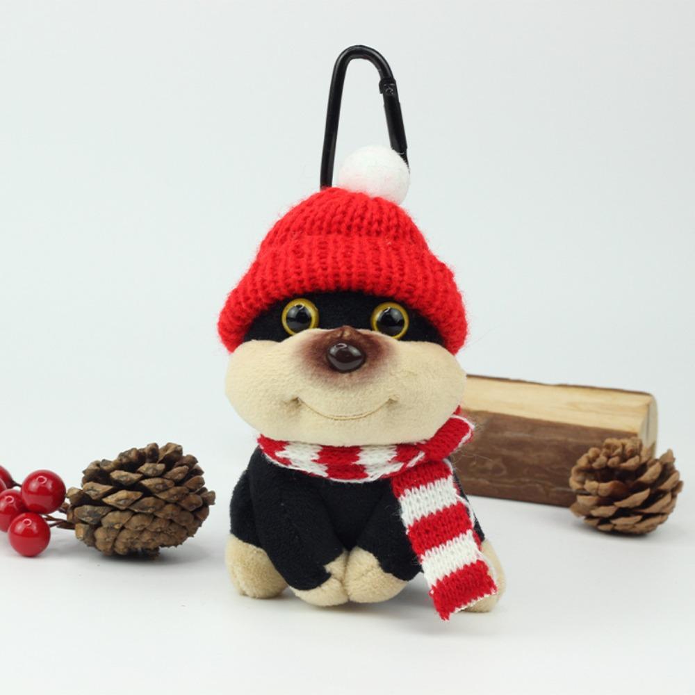 Soft Christmas Plush Doll Bow Creative Dog Pendant Cute Bee Puppy Keychain Daily