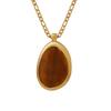 European and American exaggerated water drop-shaped large pendant inlaid with natural tiger's eye stone necklace texture Hepburn style temperament