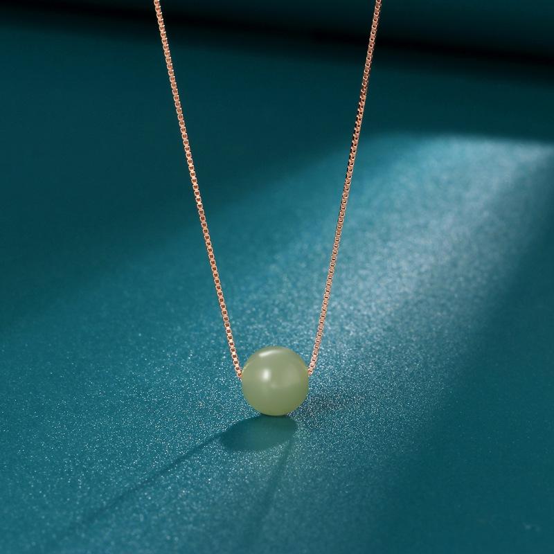 925 Sterling Silver Bead Necklace for Women, Retro Simple Design, Light Luxury Fashion 925 Silver розового золота