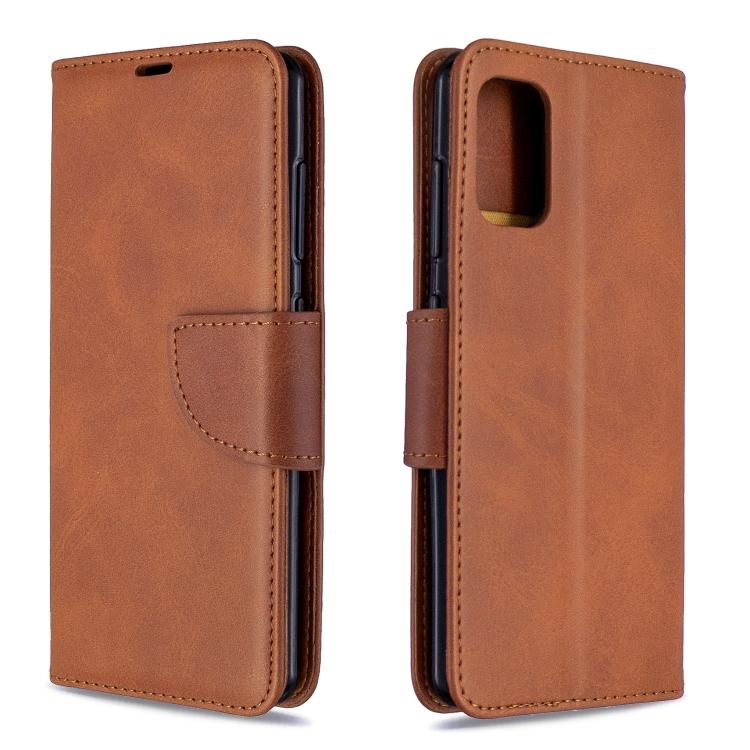 

Retro Lambskin Texture Pure Color Horizontal Flip PU Leather Case with Holder & Card Slots & Wallet & Lanyard For Galaxy A41 коричневый