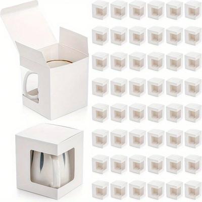 20pcs Gift Boxes, 4.13x4.33x4.88'' Small White Packaging Box with Transparent Windows, Wrapping Box with Clear View Window, Cupcake Box,