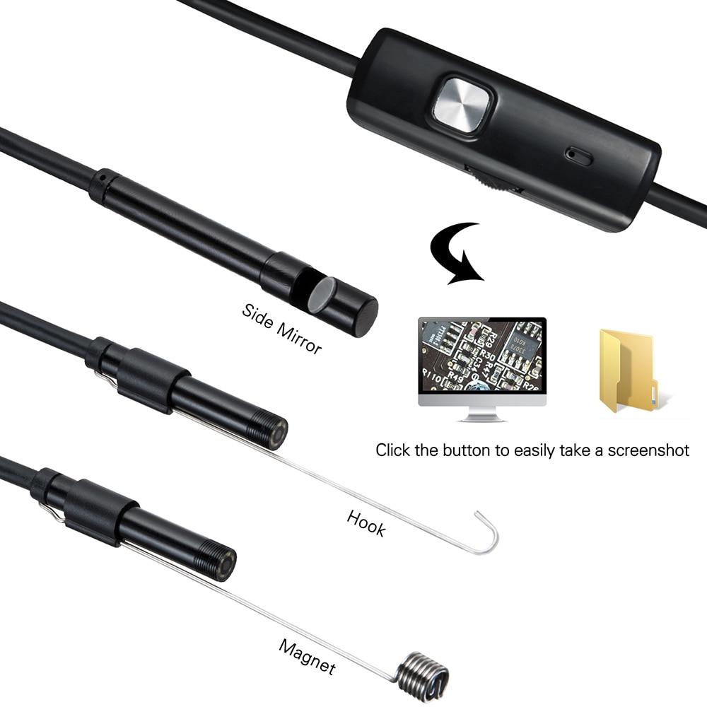 7MM IP67 Waterproof Endoscope Camera 6 LEDs Adjustable USB Android Flexible Inspection Borescope Cameras for Phone PC