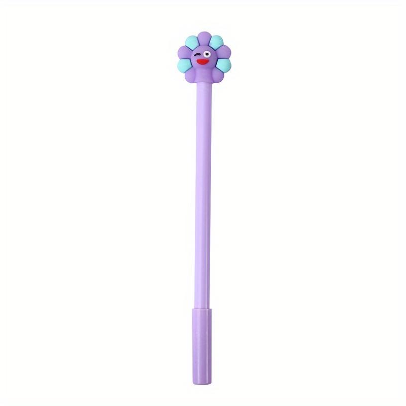 Back To School Season 12pcs 0.5mm Creative Cartoon Soft Glue Sun Flower Shape Neutral Pen Cute Sign Pen Gift Pen Exam Pen