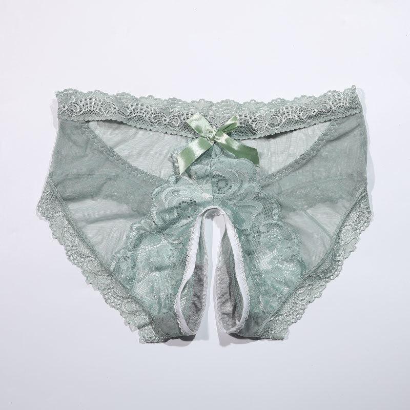 Sexy Lace Open Panties Women's Summer Mood Free Briefs Large Size Bow High Waist Couple Temptation Panties