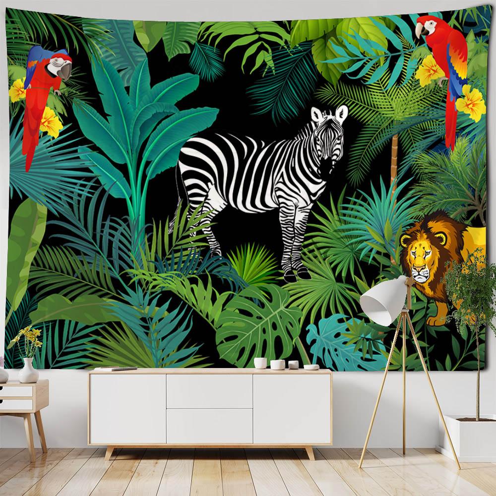 Tropical Plant Art Tapestry, Bedroom Wall Decoration, Living Room, Dormitory Wall Hanging, Bohemian Room Aesthetic Tapestry