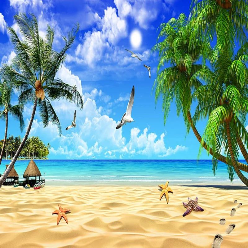 Modern 3d Wallpaper Beach Seaside Landscape Photo Wall Murals Living Room Tv Sofa Backdrop Wall Mural Home Decor
