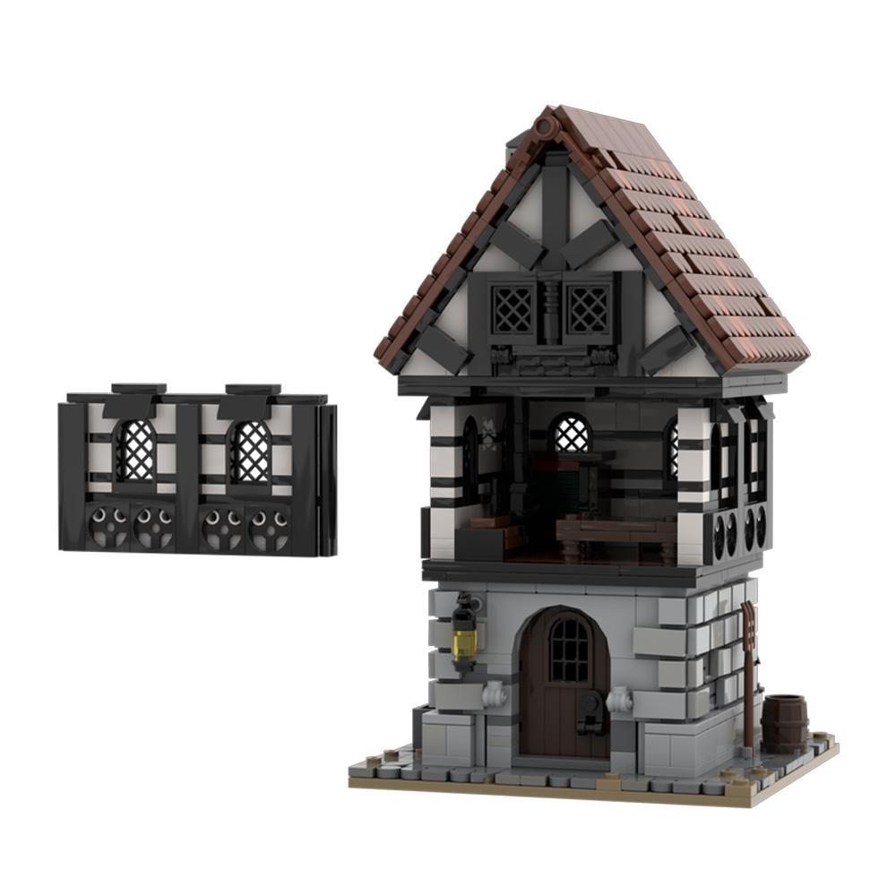 MOC Medieval Townhouse Building Blocks Model Modular Medieval Townhouse Architecture Bricks Assembly Toys Children Birthday Gift