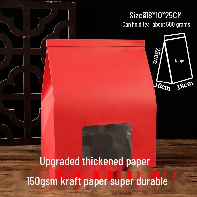 Custom Kraft Paper Tea Bag with Transparent Window and Self-Sealing Aluminum Foil Wire Seal
