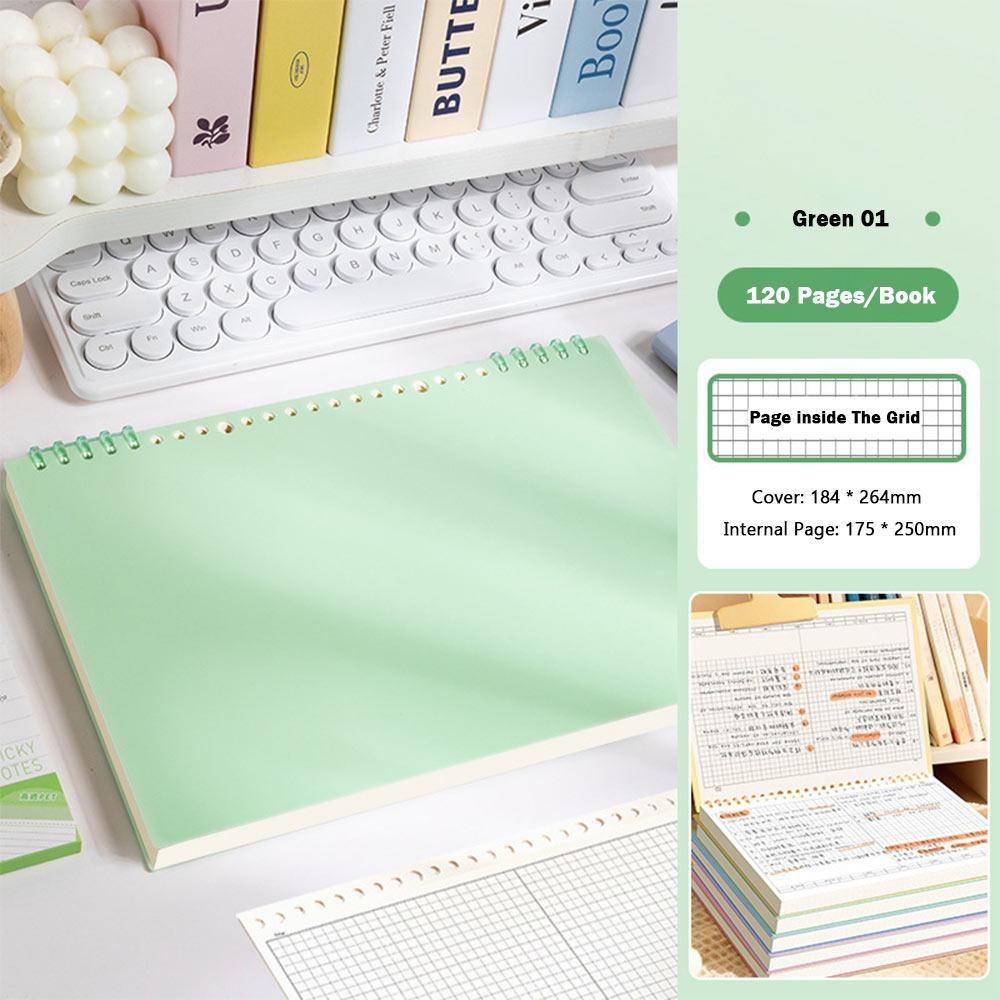 Тетрадь на кольцах B5 с сеткой/горизонтальной линовкой, ежедневник, блокнот, утолщенный дневник для ежедневного использования Green 01
