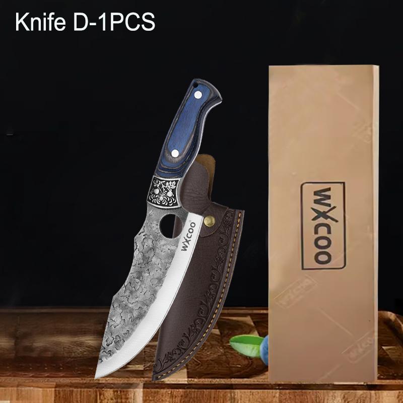 Multifunctional Butcher Knife with Sheath Kitchen Boning Knife Meat Cleaver BBQ Cutter Stainless Steel Hand-forged Chef Knife