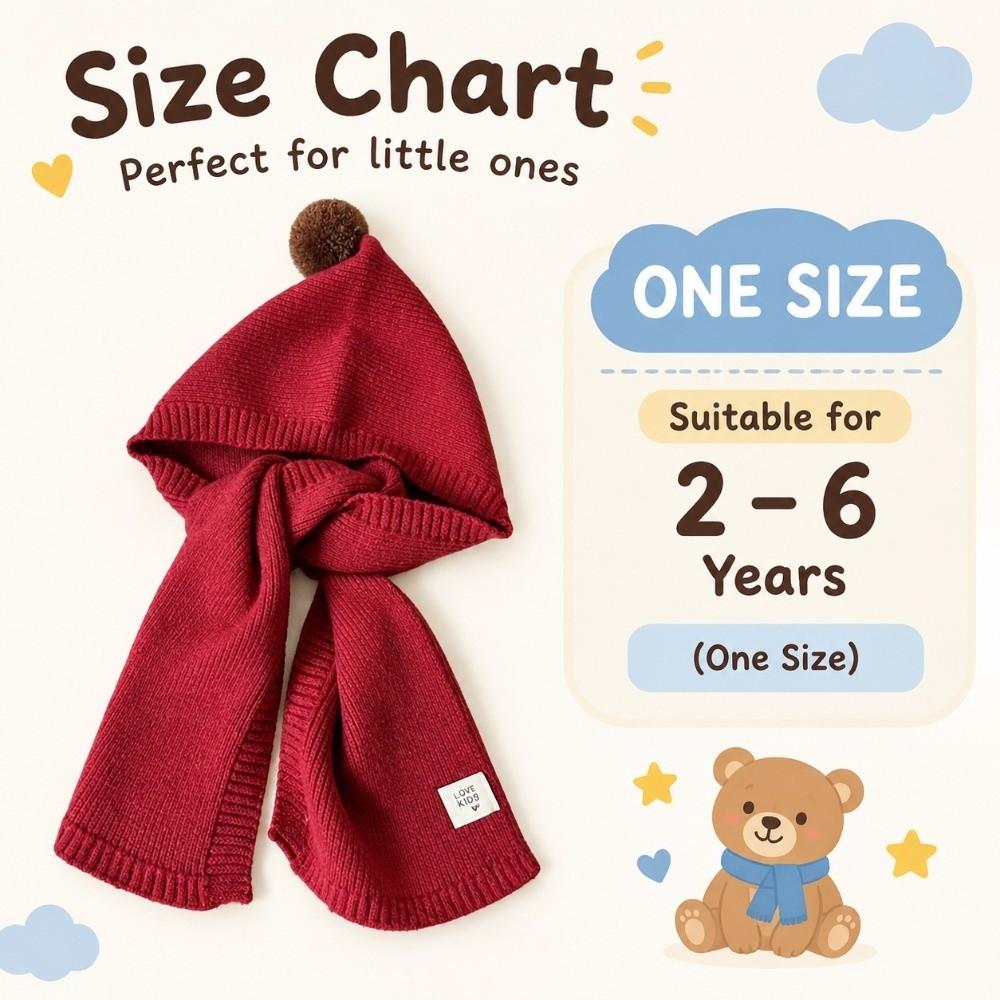 2-in-1 Kids Winter Hat Windproof Ear Protection Hat Cute Knitted Balaclava  Outdoor Wear