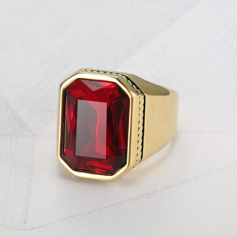 Hip Hop Gold Color  Stone Men Rings Punk Style 316L Stainless Steel Ring for Men Jewelry High Quality Men Ring with Rhinestone