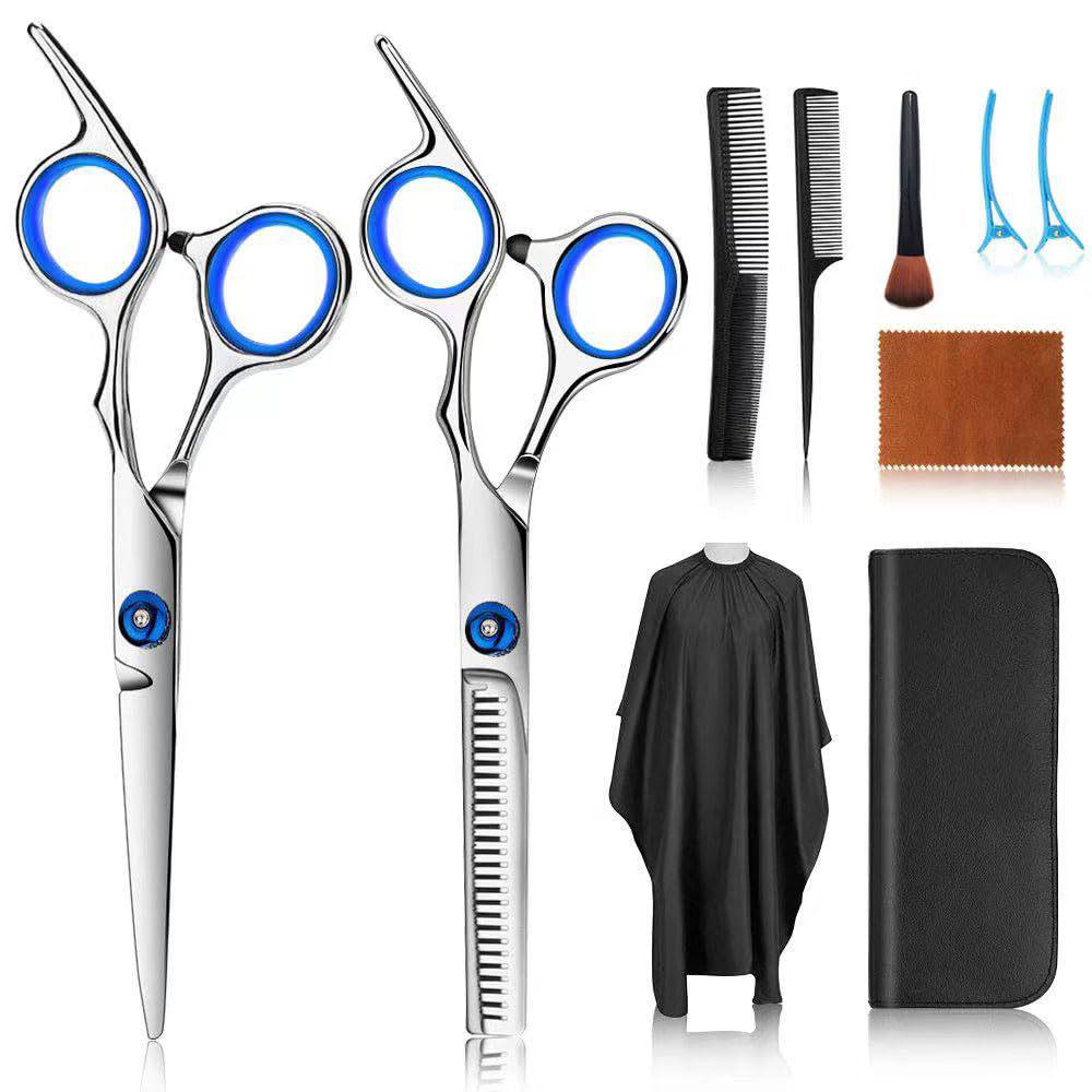 Stainless Steel Barber & Hairdressing Scissors Set: Flat Tooth & Thinning Options