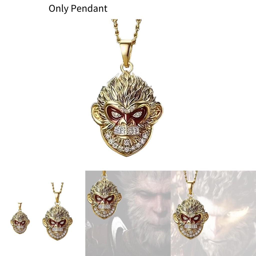 Unique Black Myth Wukong Cartoon Pendant Necklace Eye-catching Red Eye Design For Unisex Fashion