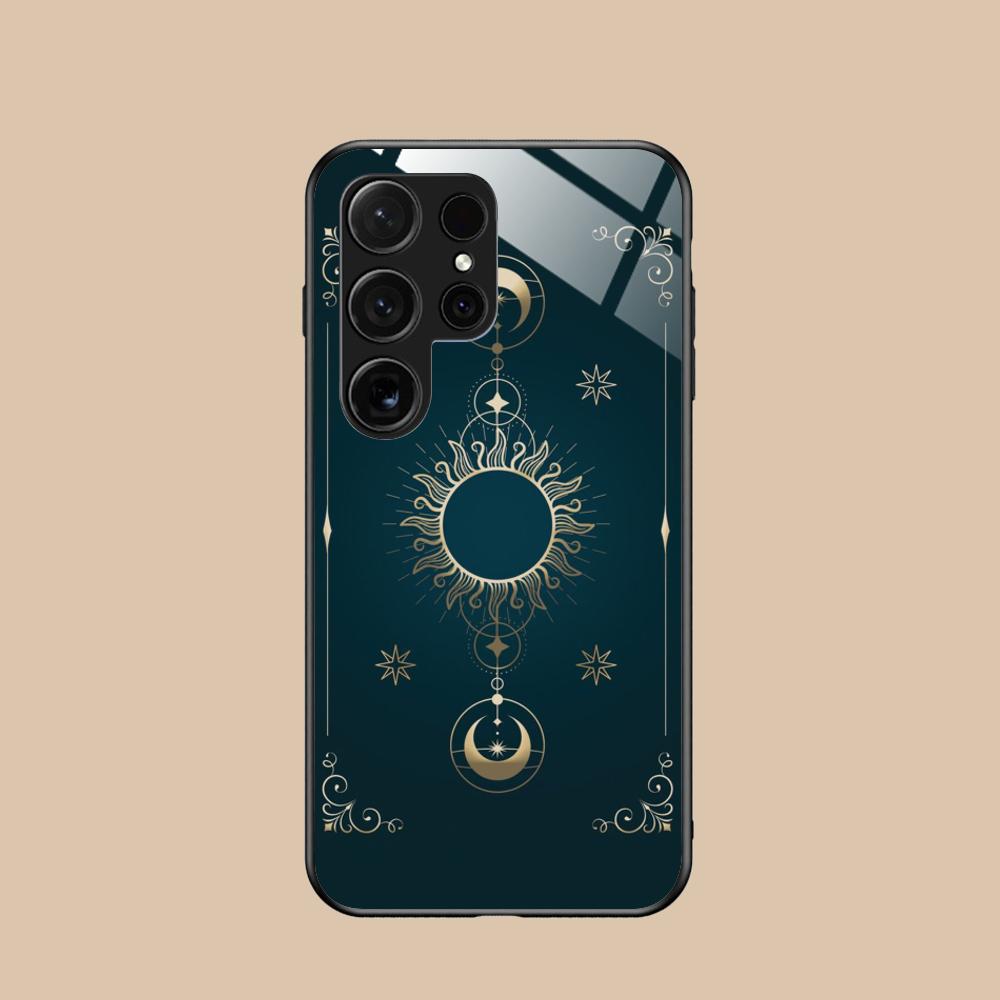 Sun Moon Mobile Cell Phone Case for Samsung Galaxy A56 55 54 53 52 51 36 35 34 23 16 15 5G Glass Colorful Cover Pretty Luxury
