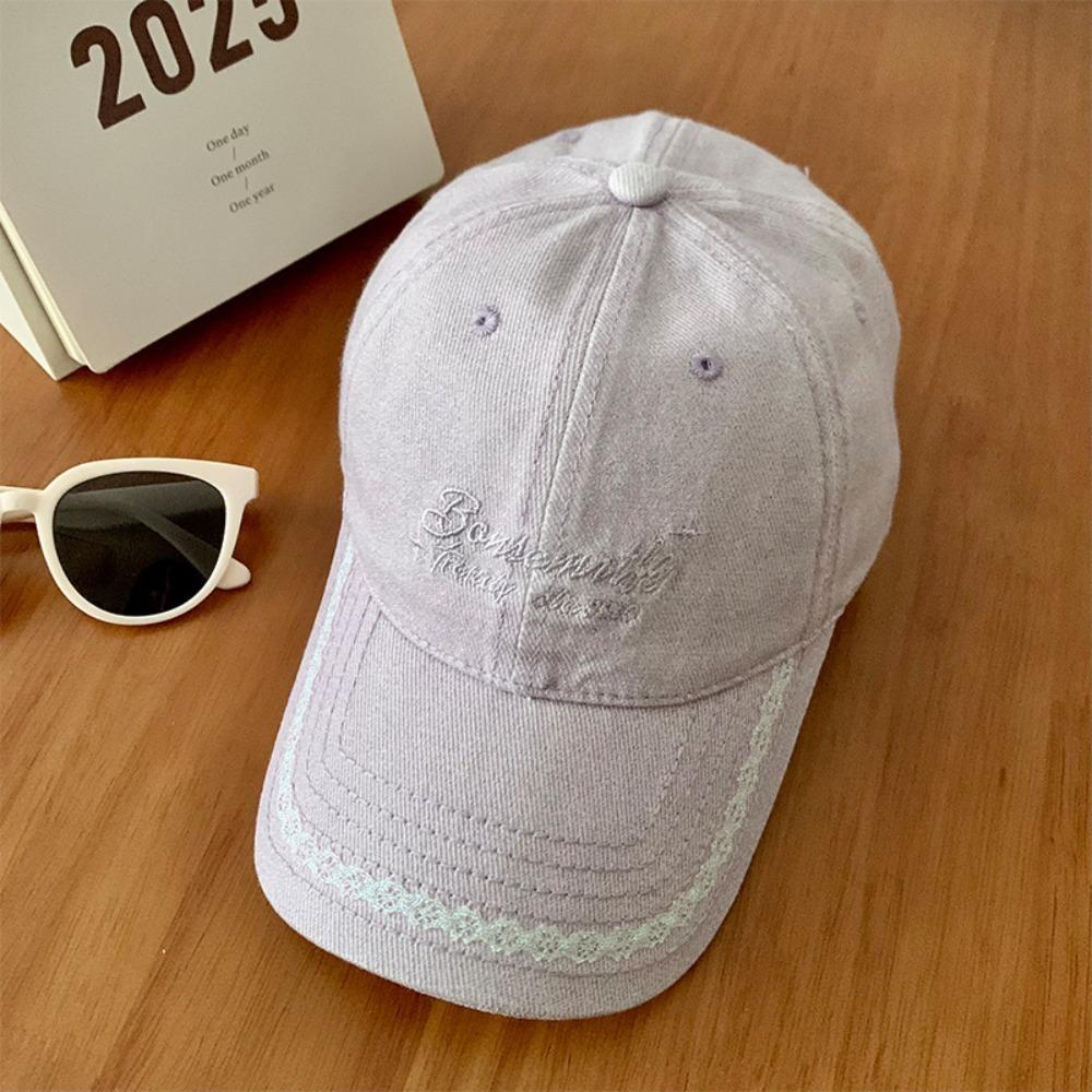 Sunscreen Lace Baseball Cap Hip-hop Cotton Hat Simple Embroidered Letter Cap  Girls