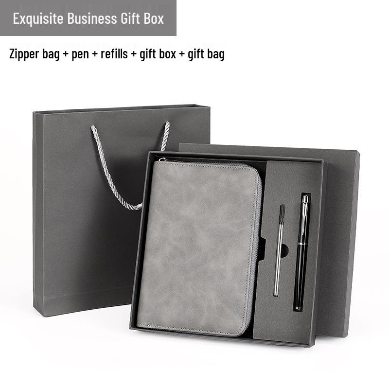Custom Business Notebook with Zipper Bag - Multifunctional A6/B5 Notepad & Manager Folder