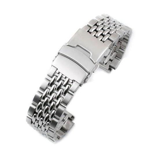 StrapHabit Watch Bracelet Q Timex Band Replacement 36mm 38mm 40mm M79 GMT Chronograph - TQ18 Quick Release Beads Rice Strap Stainless Steel Vintage