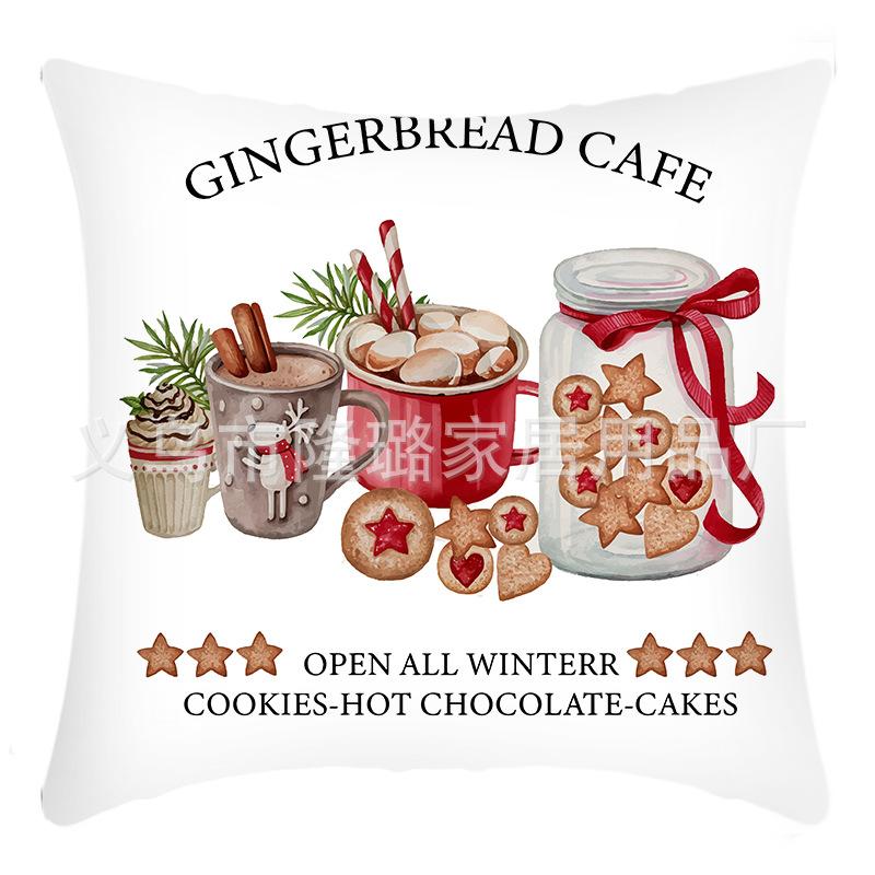New Christmas Linen Pillow Cover Gingerbread Man Print Car Cushion Seat Pillow
