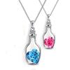 Women Drift Bottle Pendant Heart Rhinestone Inlaid Necklace Jewelry Gift