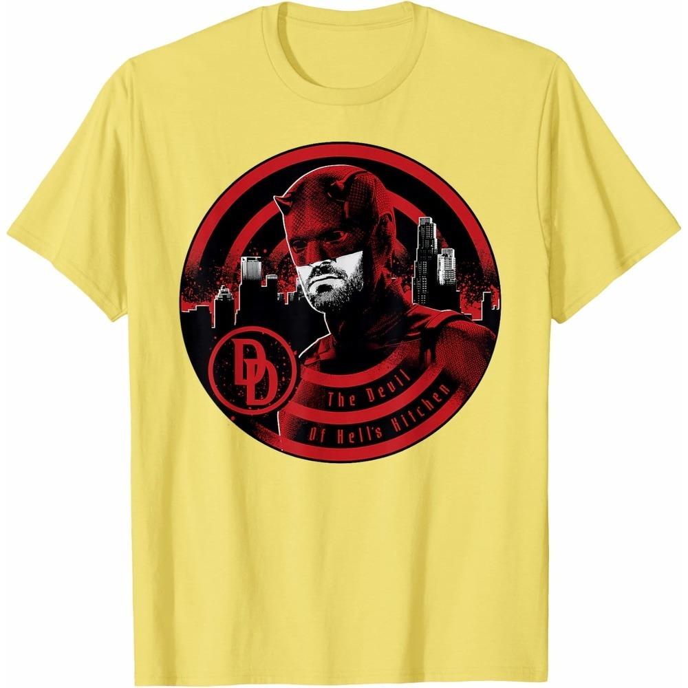 Daredevil Hells Kitchen Marvel TShirt Harajuku Short Sleeve Soft Cotton Regular Fit Crew Neck Streetwear Top for Him Her