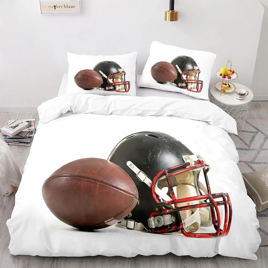 Premium Football Duvet Cover For Boys Girls Burning Football Microfiber Sports Games Theme Soft King Size Quilt Cover