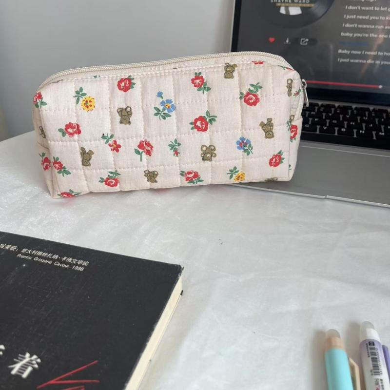 Silver Ballet Style Cute Bow Large Capacity Pencil Case Student Stationery Study Supplies Back To School Kawaii Bag