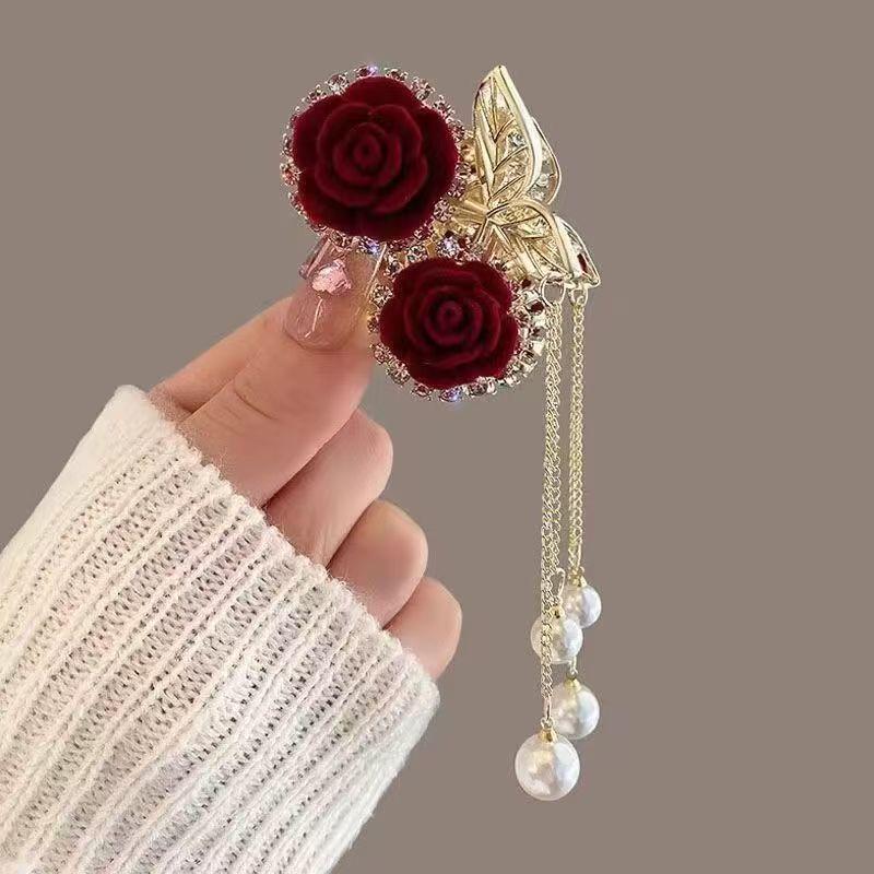 Lily of the Valley Rose Tassel Ponytail Hair Clip
