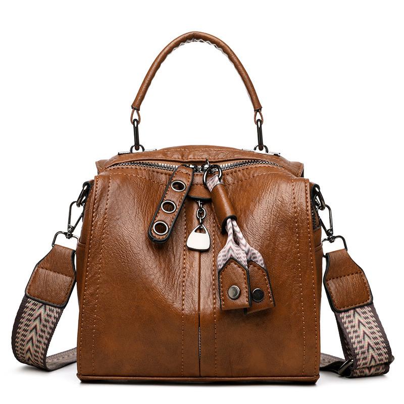 IELGY Retro Boston Bag Shoulder Crossbody Fashionable All-Match Large-Capacity Handbag