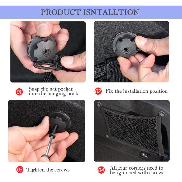 2 Pack Small Cargo Net Pocket Storage Mesh Net Elastic Automotive Cargo Nets Storage Pouch For Car Trunk Net, RV, Boat Storage Mesh Pocket Net With 8