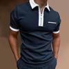 Men's European & American Slim Fit Turn-Down Collar Polo Shirt with Pocket