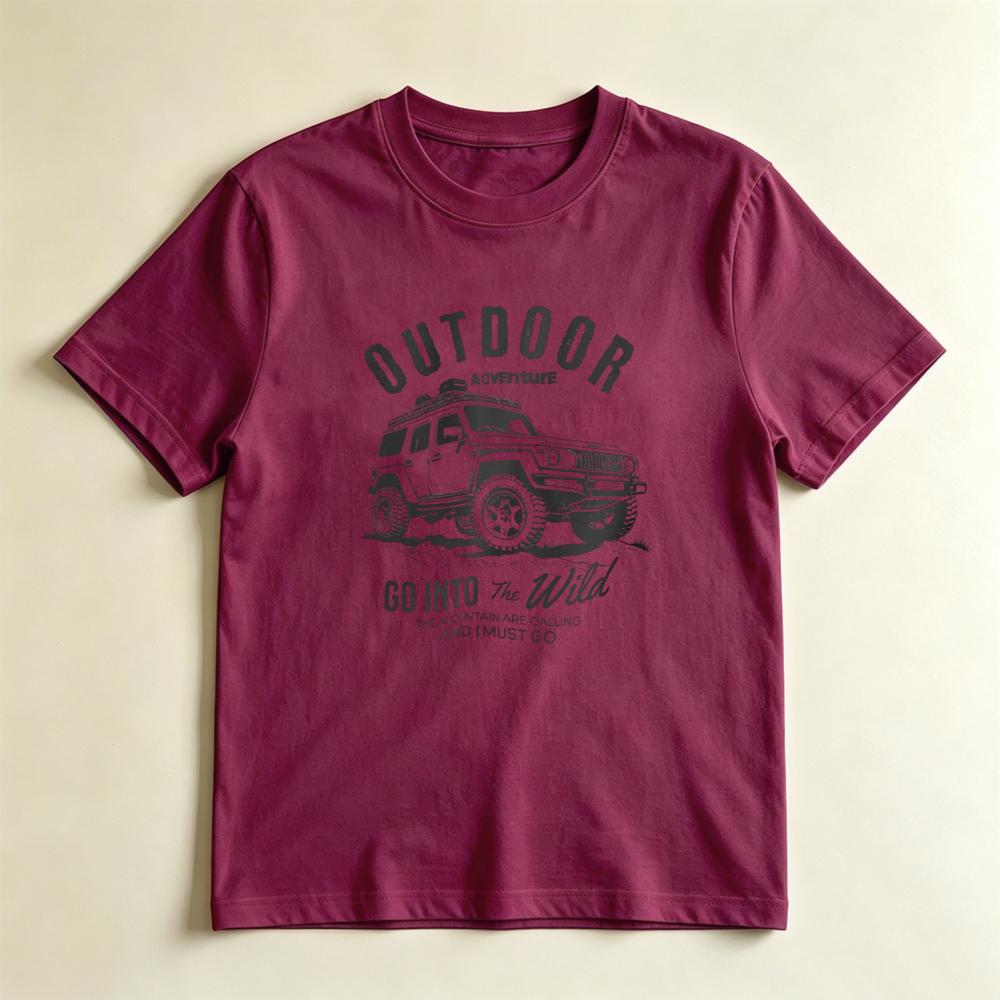 Outdoor Adventure Go Into The Wild Vintage Suv Casual Graphic Tshirt Adventure Lover Gift Tshirt Unisex Unisex Casual Cotton Tops