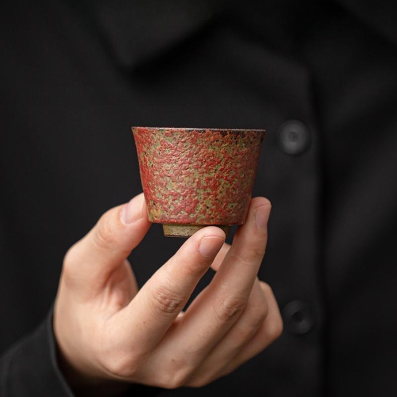 Manshanhong horseshoe cup retro ceramic teacup tea tasting cup household personal tea small cup kung fu tea set single cup