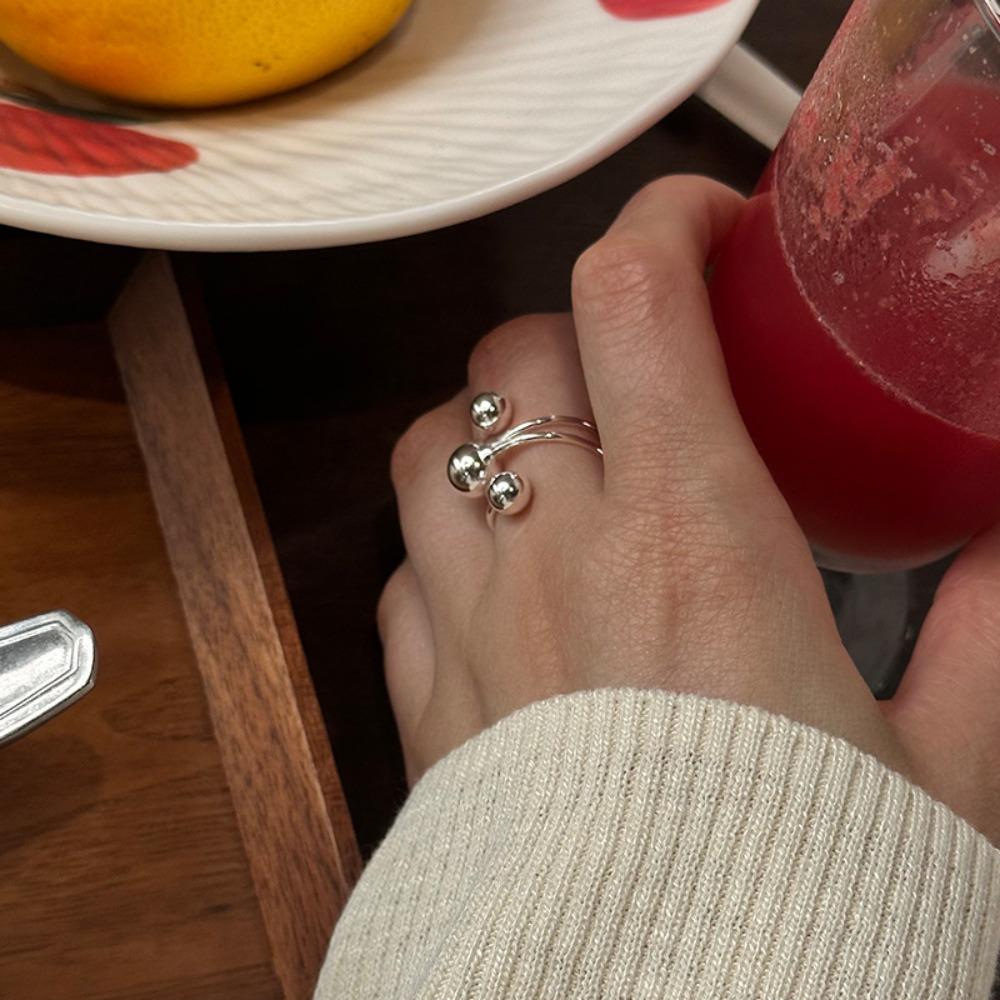 All-Match Irregular Planet Ring Ball Shape Finger Opening Ring Metal Ball Ring  Girlfriend
