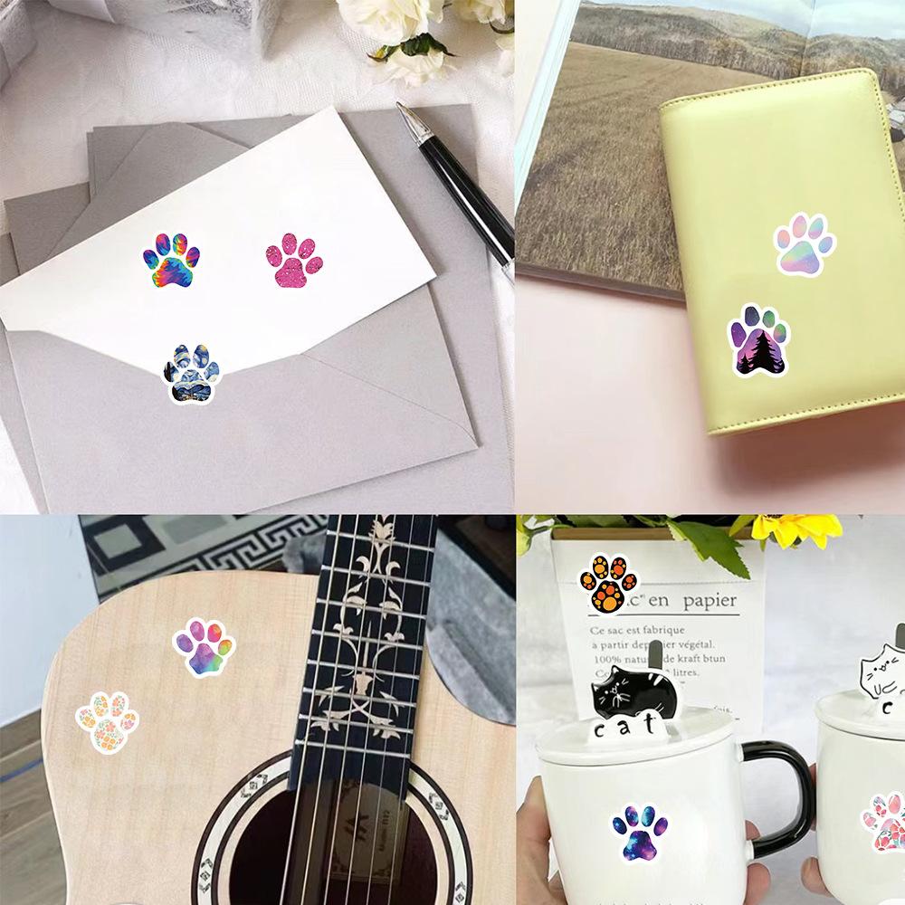 500 Pictures/roll Roll Sticker Hot-selling Tape Cartoon Dog Paw Print Handbook Material Envelope Sticker DIY Waterproof