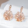 Crystal Flower Ethnic Bride Drop Earrings For Women  Rose Gold Color With Natural Zircon Accessories Daily Jewelry