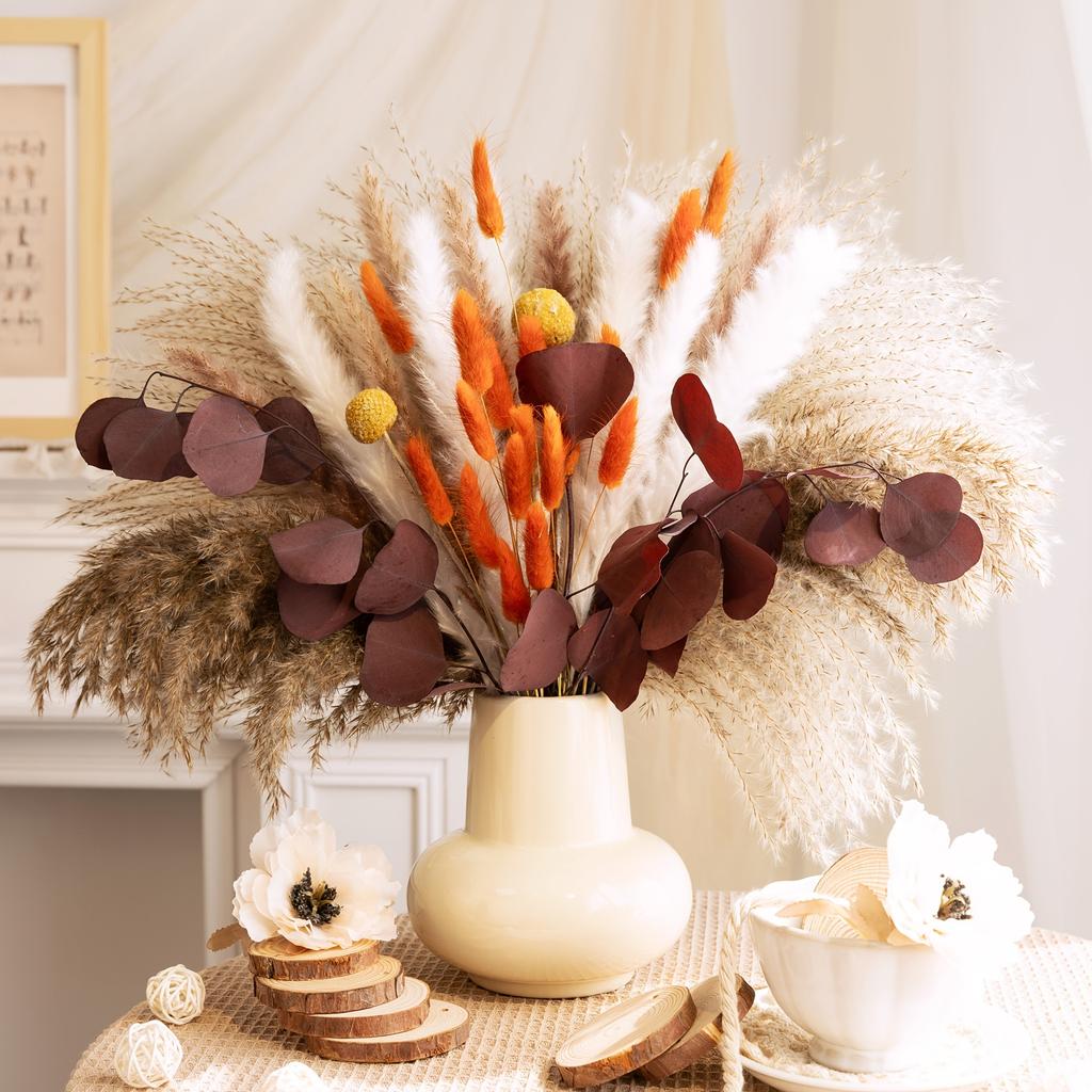 80pcs Pampas Dried Flowers Bunny Rabbit Tail Grass Bouquet Boho Home Marrige Decor Fake Flower Pampa Wedding Festival Decoration