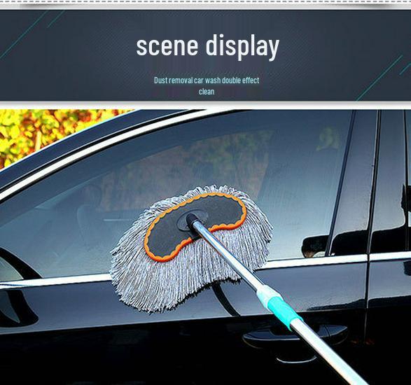 Telescopic Car Wash Mop with Long Handle and Soft Bristle Brush