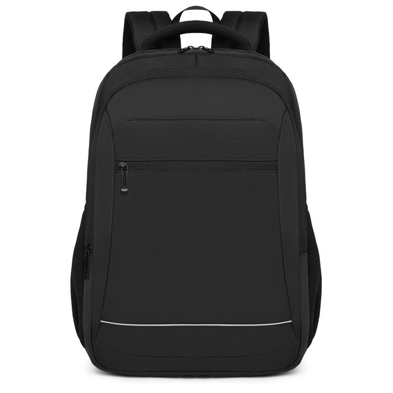 Men's Simple Solid Color Commuter Backpack Computer Bag with Reflective Strip Leisure Business Travel Backpack