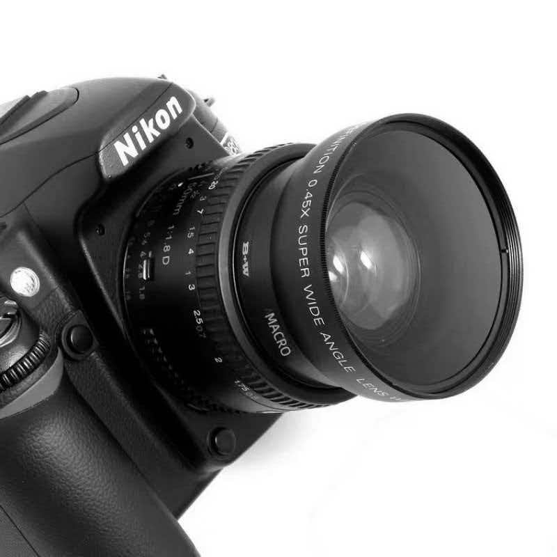 Obiettivo Grandangolare HD 49MM 0,45x con Obiettivo Macro Sostituzione per Fotocamera Canon Nikon Sony Pentax 49MM