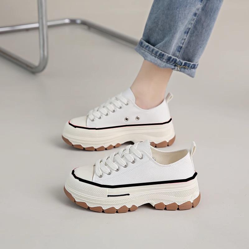 Popular platform canvas shoes women's 2025 new casual shoes muffin women's shoes heightening versatile sports little white board shoes