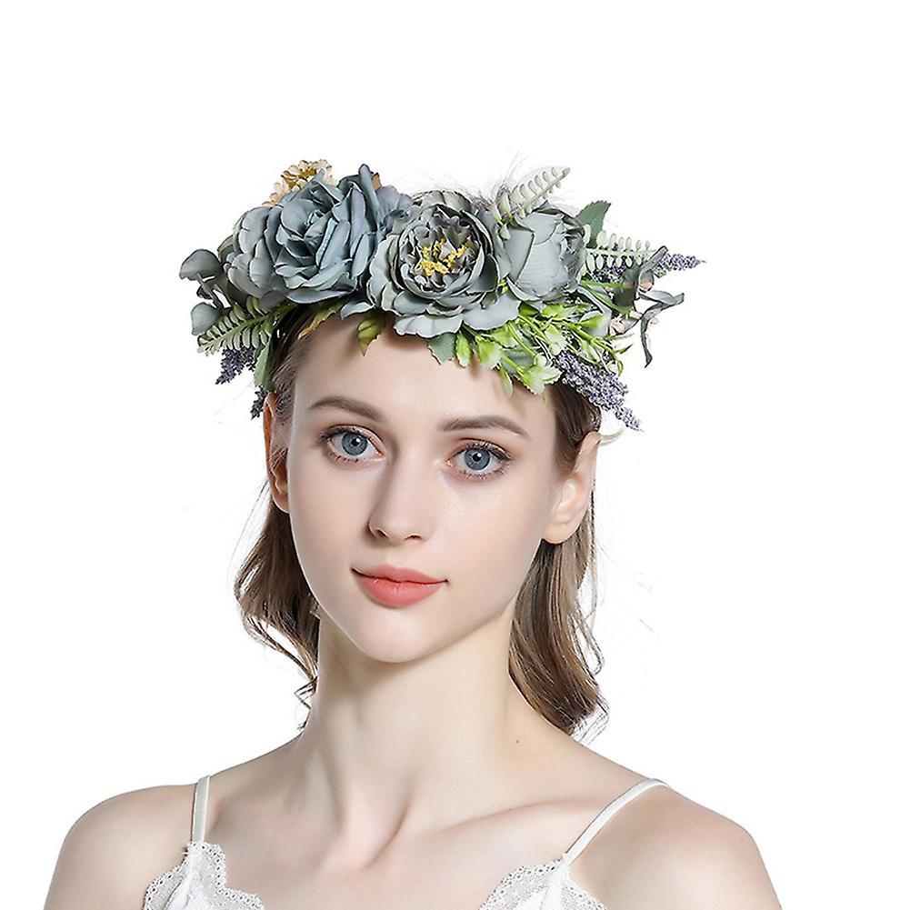 Handmade Faux Fabric Flower Garland Adjustable  Flower Garland  Hair Band