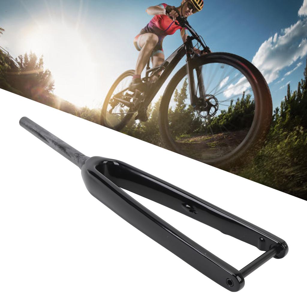 Cycling Front Fork 3K T800 Carbon 100x12mm Thru Axle 1-1/8 Inch Diameter 45mm Offset Flat Disc Brake Front Fork