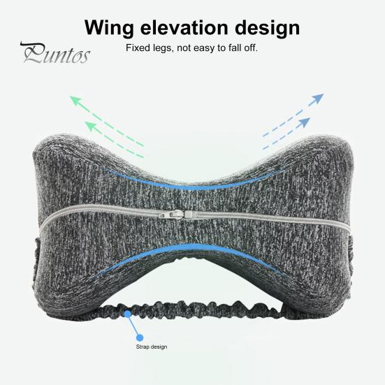 Leg Knee Pillow Memory Foam Leg Pillow with Elastic Strap Ergonomic Knee Cushion with Washable Cover for Side Sleepers Soothing Pain Relief