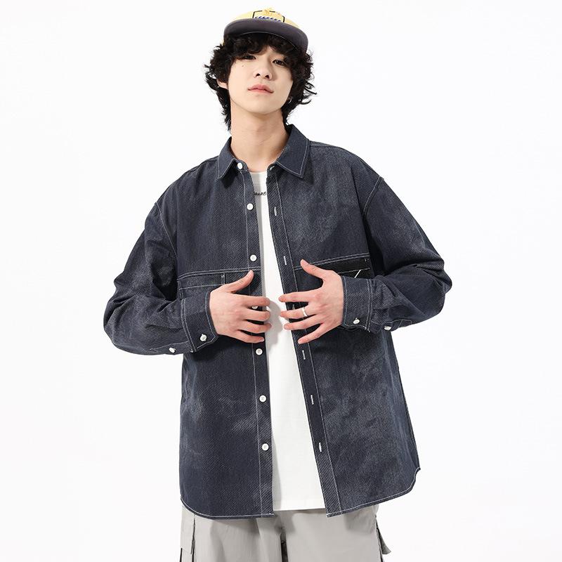 

Рубашка с длинными рукавами для мужчин, новая повседневная джинсовая куртка на весну и осень, свободный хлопок, универсальная, модная брендовая одежда для мальчиков и подростков 3XL