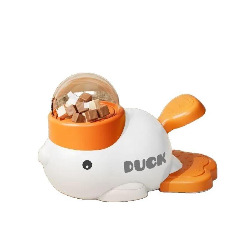2-in-1 Interactive Dog Toy Pet Automatic Food Treat Dispenser Cartoon Duck Design Slow Food Pet Snack Feeder for Dog Training