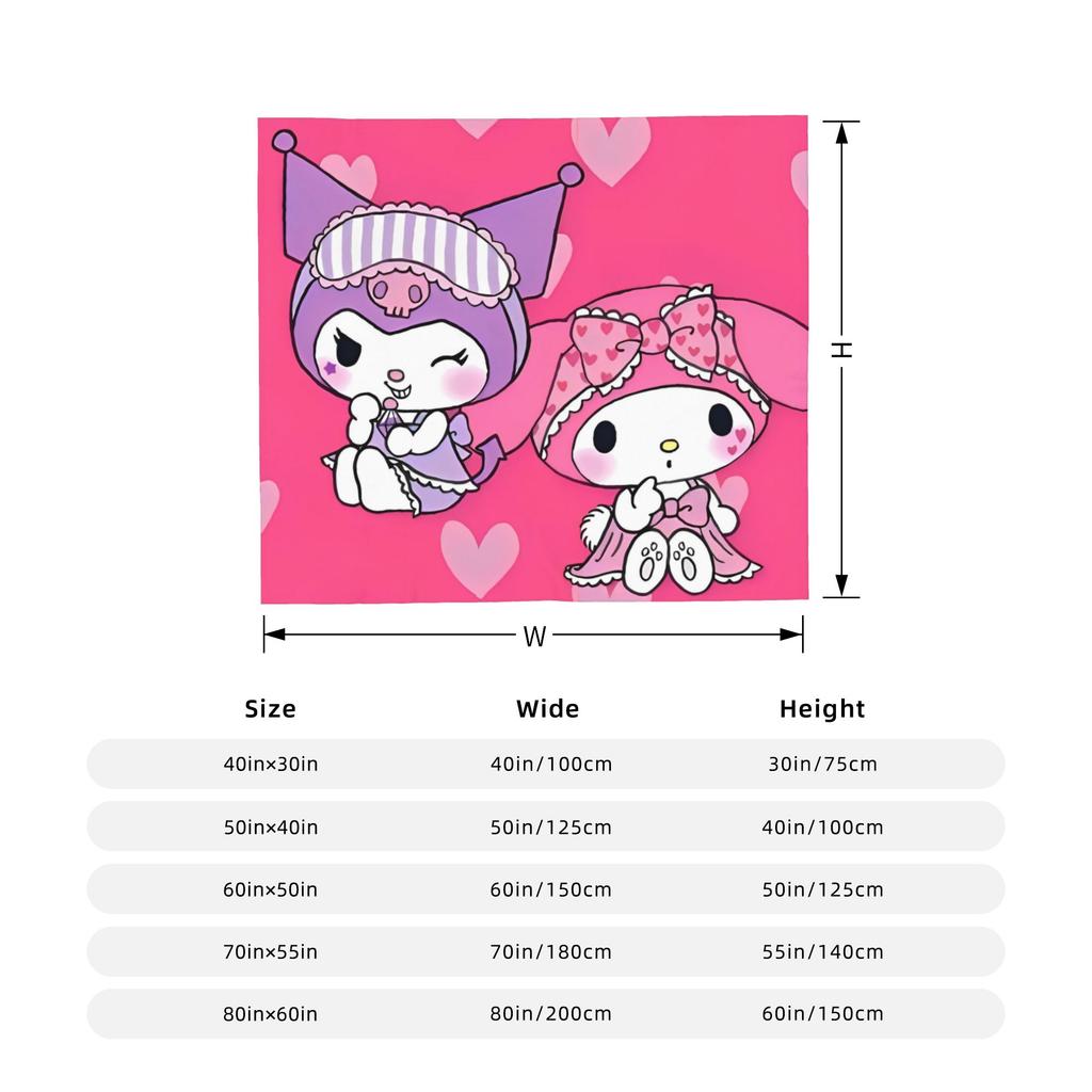 My Melody Kawaii Flannel Throw Blanket Blanket for Bed Bedroom Ultra-Soft Bedding Throws