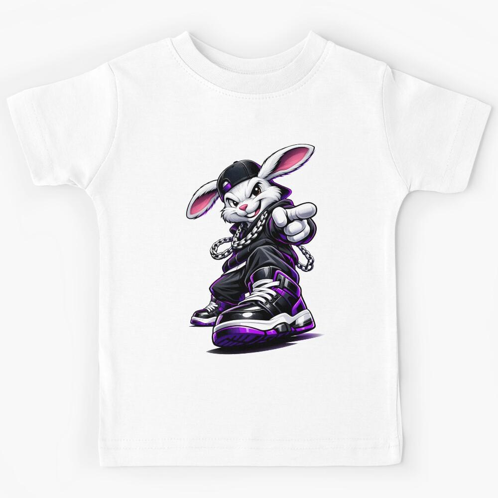 Hip Hop Easter Rabbit Graffiti Streetwear Kids T-Shirt 110