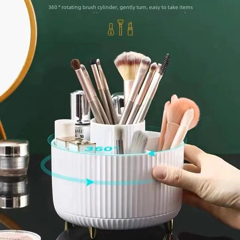 Rotierende Aufbewahrungsröhre für Make-up-Pinsel auf dem Schreibtisch, Kosmetik-Organizer, Heimgebrauch, Kamm, Eitelkeit, Lidschattenpinsel, Lippenstiftbox, Stifthalter
