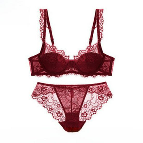 European & American Sexy Lace Cotton Bra Set - Comfortable, Breathable, Gathered, Plus Size Women's Underwear